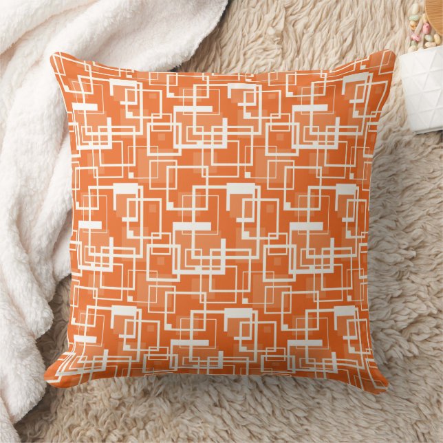 Naranja retro y almohada de diseño de enlace de Pl (Manta)
