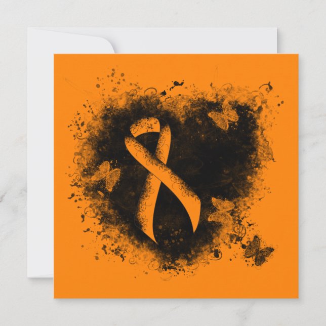 Naranja Ribbon Grunge Heart (Anverso)