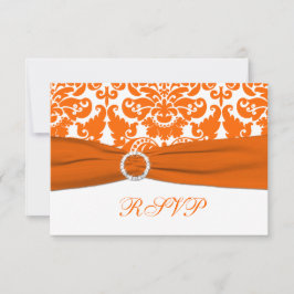 NARANJA RIBBON IMPRESO, tarjeta RSVP de Damask bla