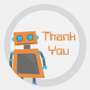 Naranja Robot Gracias Pegatinas