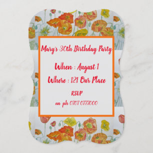 Naranja Rojo cachorra 40 aniversario de invitación