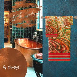 Naranja Rojo Elegante Brocade Amarillo