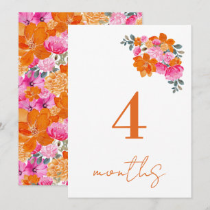 Naranja rosa 4 meses Tarjeta hito mensual para beb