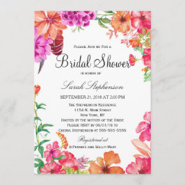 Naranja rosa acuarela Jardín Invitación a la ducha