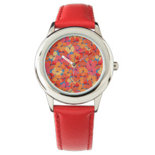 Naranja Rosa Amarillo Poppies Niños Reloj de pulse