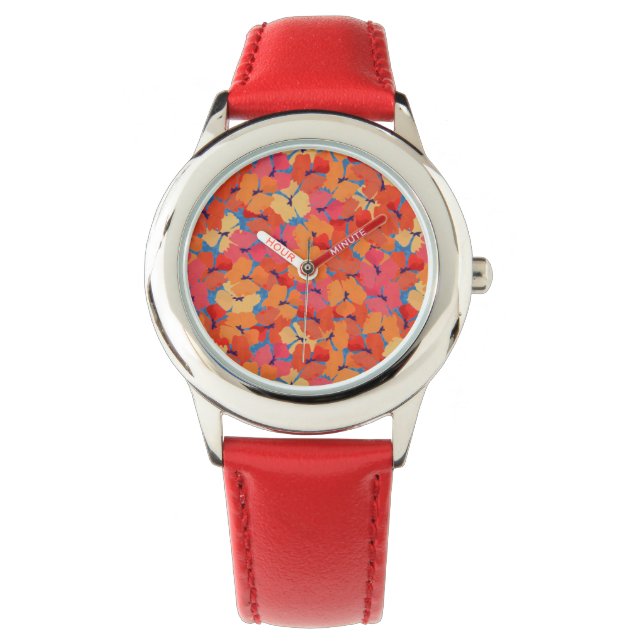 Naranja Rosa Amarillo Poppies Niños Reloj de pulse (Anverso)