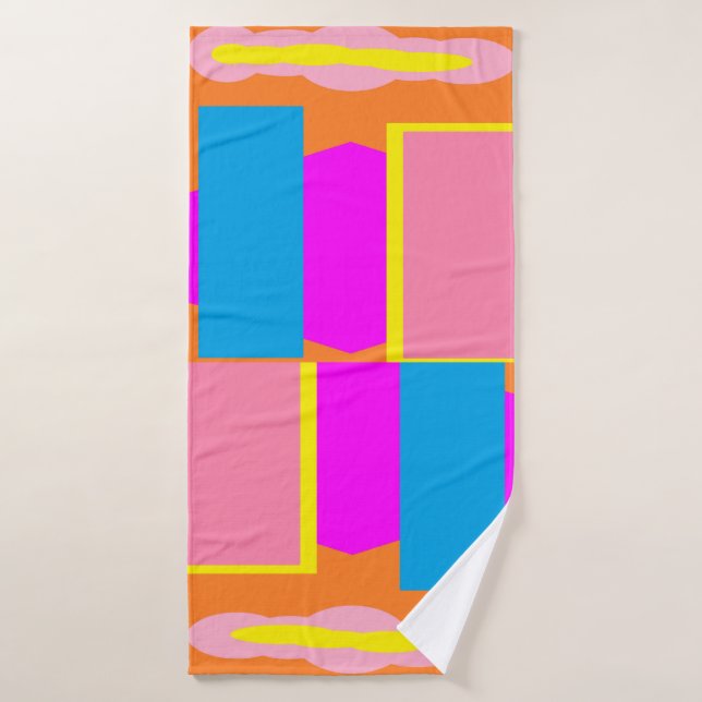 Naranja rosa azul pálido y diseño de limón (Toalla de baño)