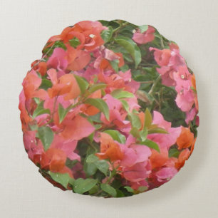 Naranja rosa Bougainvillea Almohada redonda