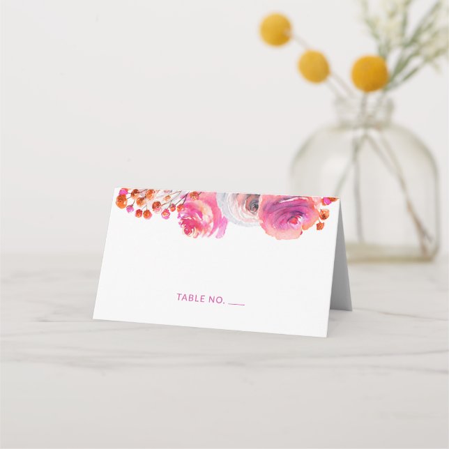 Naranja rosa brillante nombre floral tarjeta de lu (Anverso)
