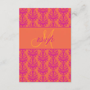 Naranja rosa Damask Wedding RSVP para invitaciones
