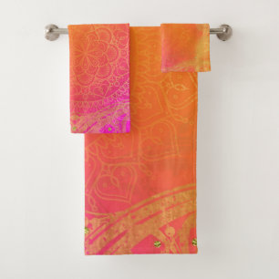 Naranja rosa de Fuchsia y Glam de Mandala indio de