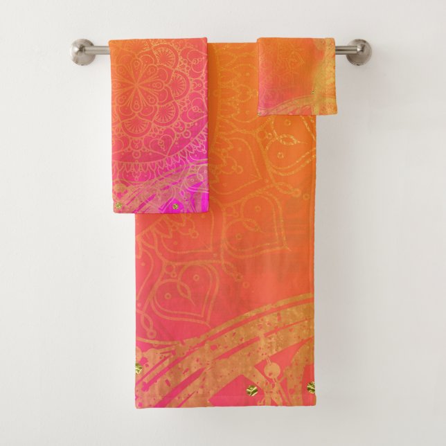 Naranja rosa de Fuchsia y Glam de Mandala indio de (In situ)