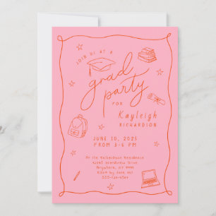 Naranja rosa fotografía mano atraída invitación a