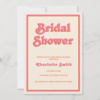 Naranja rosa moderno retro invitación a ducha de n