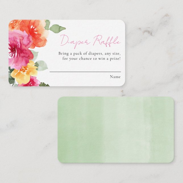 Naranja rosa peony baby ducha tarjetas de rifa de  (Anverso / Reverso)