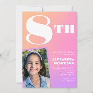 Naranja Rosado 8.º Chica de invitaciones por cumpl
