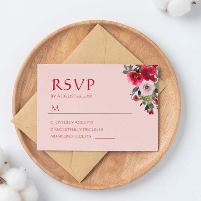 Naranja rosado floral corona boda china RSVP (Subido por el creador)