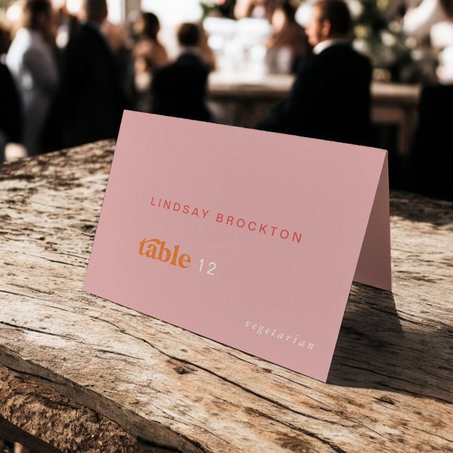 Naranja rosado retro  DIY Boda tarjetas de plaza (Retro Summer Pink Orange DIY Wedding Place Cards)