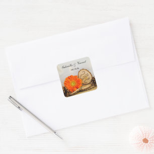 Naranja ruso Daisy Woods Sello para sobres Boda