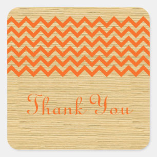 Naranja Rustic Chevron Gracias Pegatinas