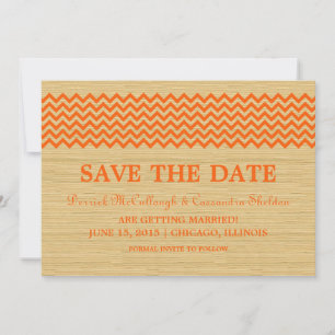 Naranja Rustic Chevron Guardar la invitación de fe
