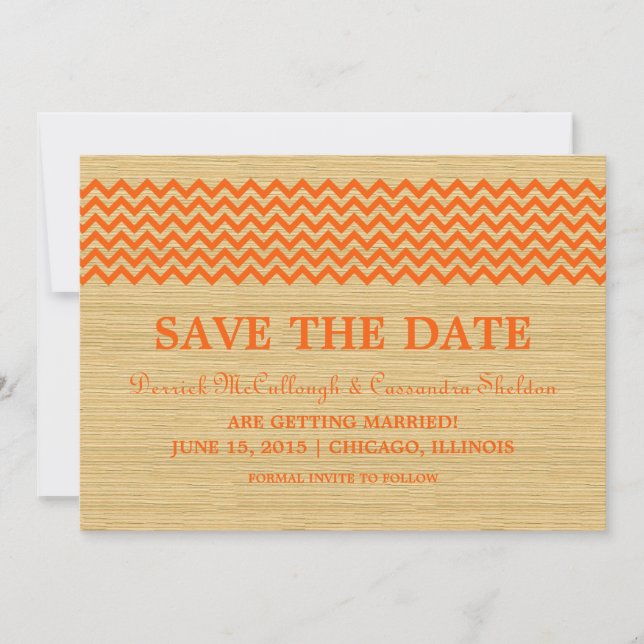 Naranja Rustic Chevron Guardar la invitación de fe (Anverso)