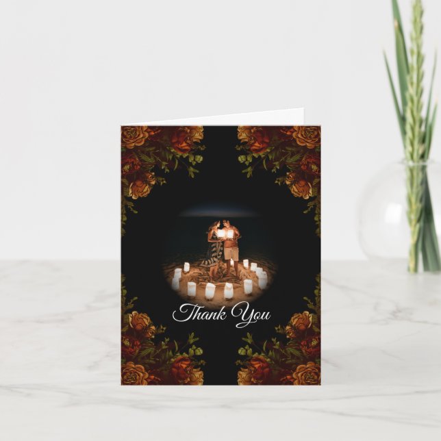 Naranja Rústico Elegante Invitación a la Boda Negr (Anverso)