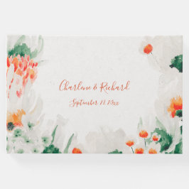 Naranja Rústico Forestal Verde Libro de Invitado F