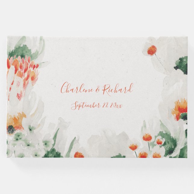 Naranja Rústico Forestal Verde Libro de Invitado F (Anverso)