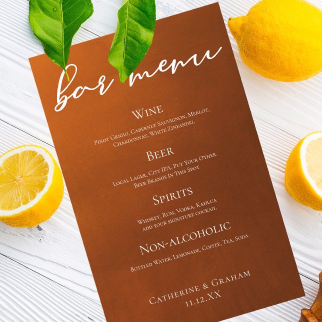 Naranja Rústico Quemado Menú simple Boda de otoño (Subido por el creador)