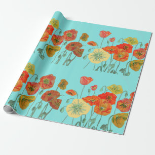 Naranja Shabby Poppy Acuarela de papel Aqua
