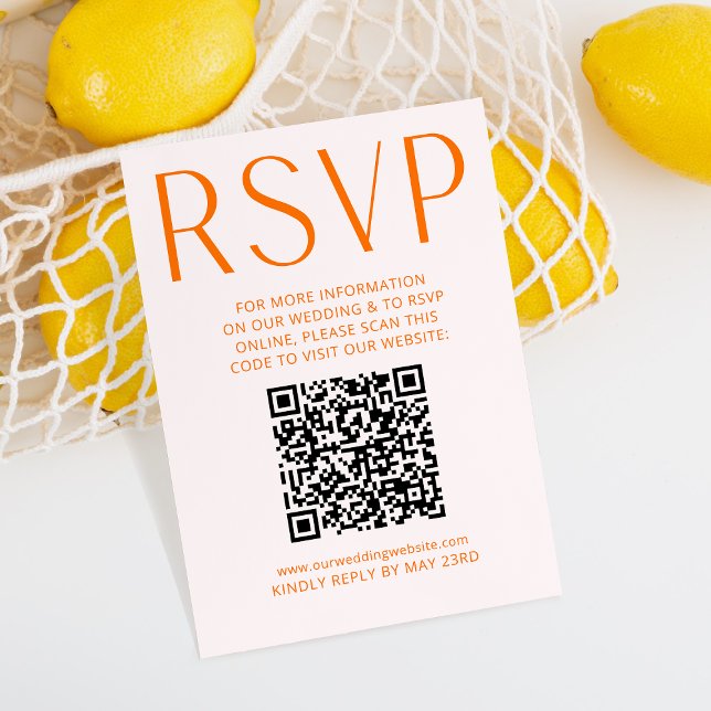Naranja simple rosa y brillante RSVP Código QR en  (Subido por el creador)
