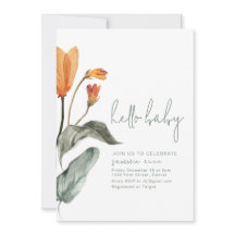 Naranja simple y elegante Invitación a Baby Shower