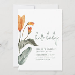 Naranja simple y elegante Invitación a Baby Shower