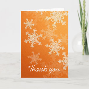 Naranja Snowflakes Navidades Gracias Tarjeta