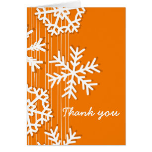 Naranja Snowflakes Navidades Gracias Tarjeta