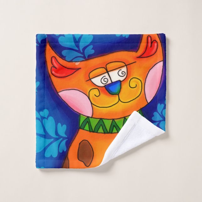 Naranja sonriente Tabby Cat (Toallita)