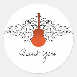 Naranja Swirls Guitar Gracias Pegatinas