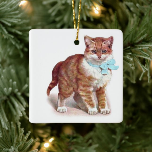 Naranja Tabby Cat ・ Arte de H. Maguire ・ Ornamento (Árbol)