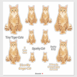 Naranja Tabby Cat Lg Pegatina Set