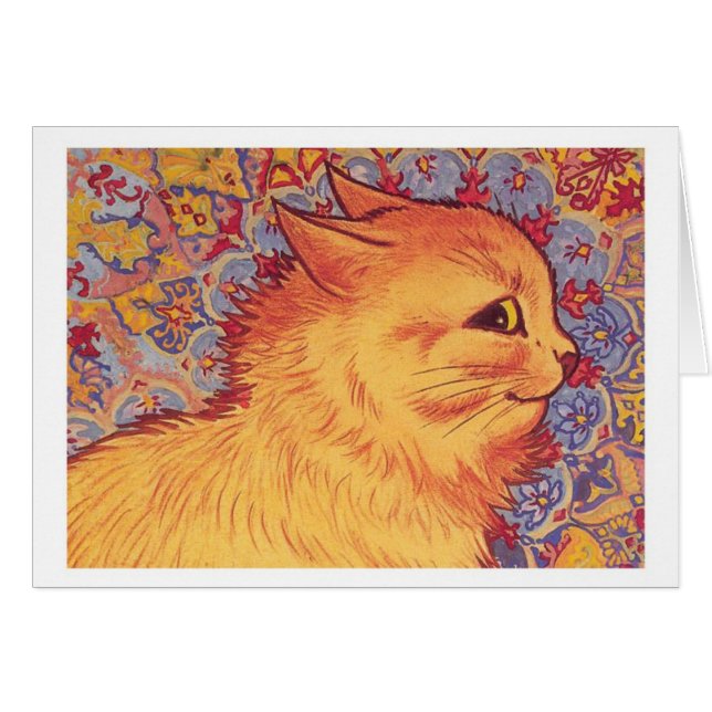 Naranja Tabby Cat Louis Wain Note Card (Anverso (Horizontal))