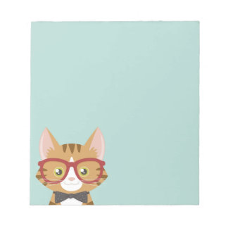 Naranja Tabby Hipster Gato Niños Bloc de notas peq