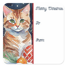 Naranja Tabby Kitten Meowy Navidades etiqueta de r