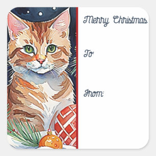 Naranja Tabby Kitten Meowy Navidades etiqueta de r