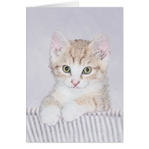 Naranja Tabby Kitten Pintura - Arte Gato Original