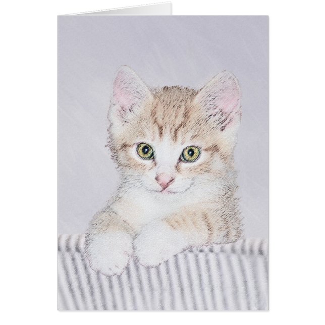 Naranja Tabby Kitten Pintura - Arte Gato Original (Frente)