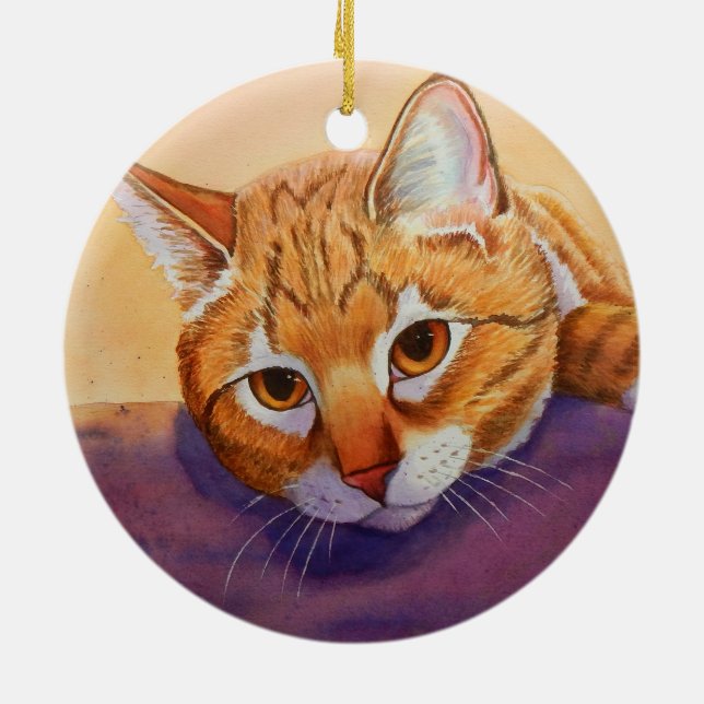 Naranja Tabby Ornamento de Navidad (Atrás)
