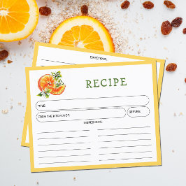 Naranja, tarjeta de receta de cocina de cítricos