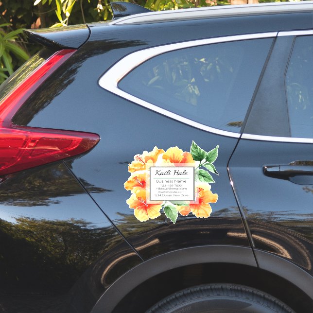 Naranja Tarjeta de visita Hibiscus Pegatina de coc (Lado del coche)