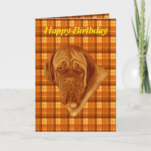 Naranja Tartán Francés Bordeaux Dog, Tarjeta de Cu